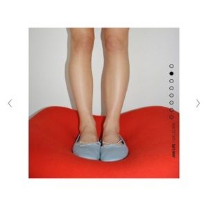 Blue Zara leather ballet flats.